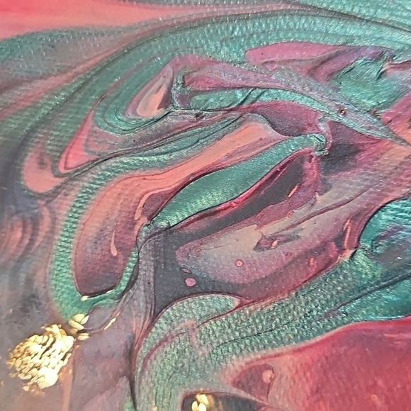 Abstract or Fluid Canvas Art Contemporary in Blue, Pink and Purple, Resin Sealed - Picture 2 of 6